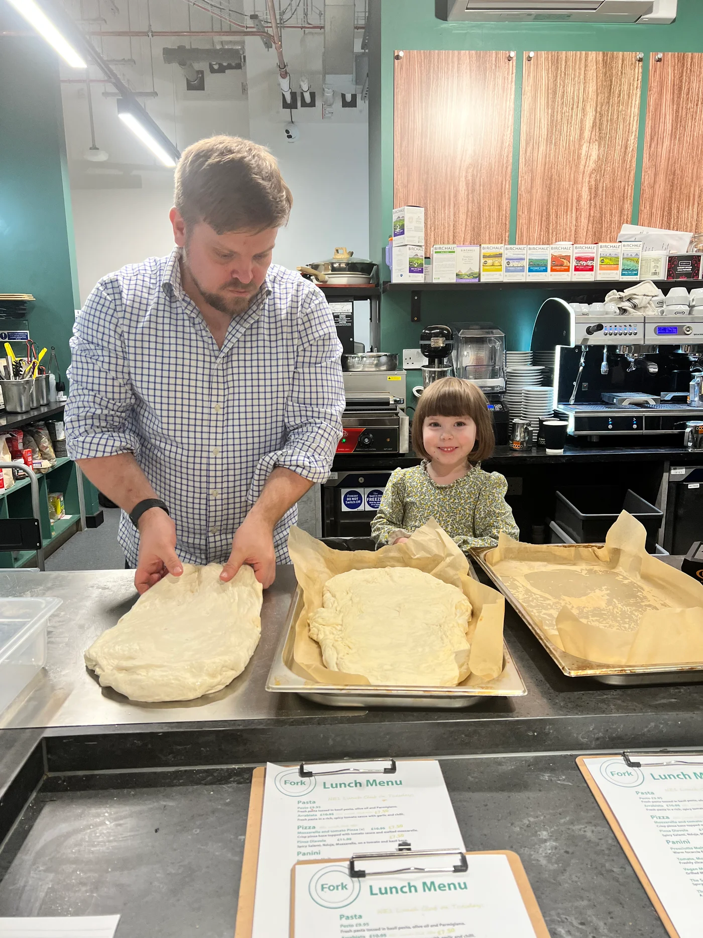 Preparing focaccia dough together in the FORK kitchen